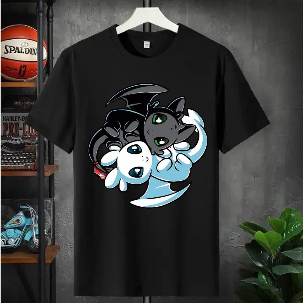 Camisa Camiseta Camiseta Masculina Streetwear Algodão Premium Adulto infantil Plus Size Dragao Banguela Filhote T-shirt
