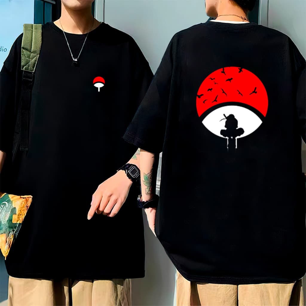 Camisa Oversized Itachi Camiseta Anime Algodão Kunai Ninja Naruto Unissex