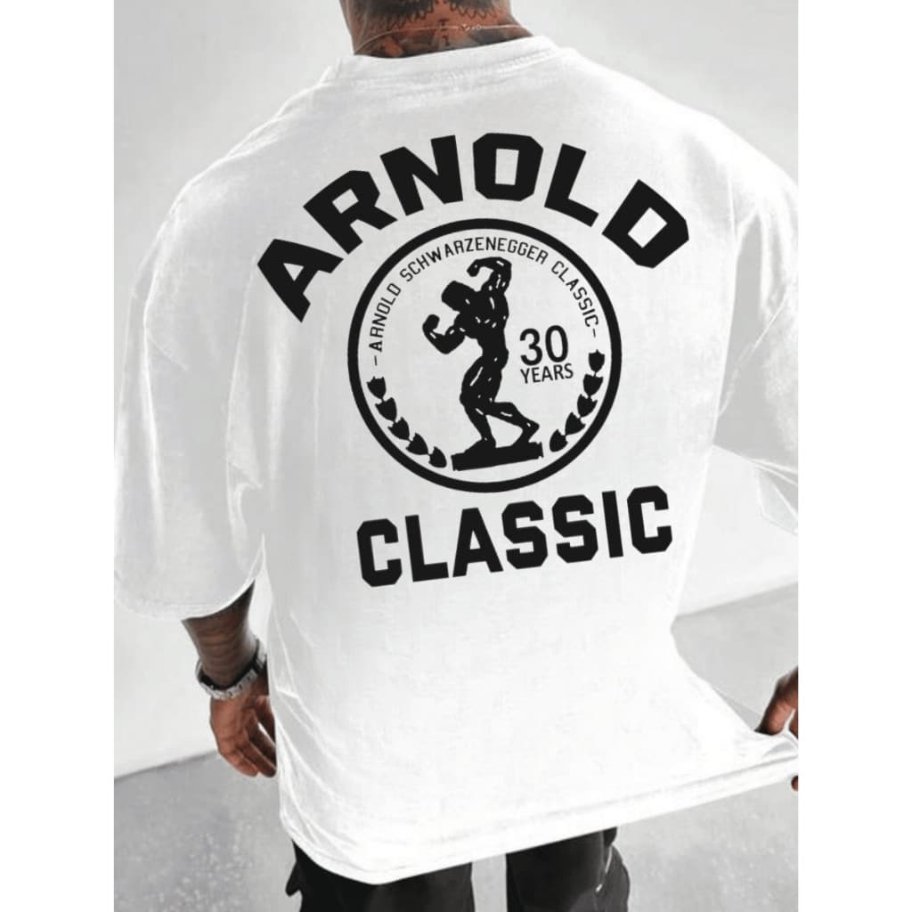 Camisa Oversized Masculina Camiseta Arnold Estampado Treino Academia 100% Algodão