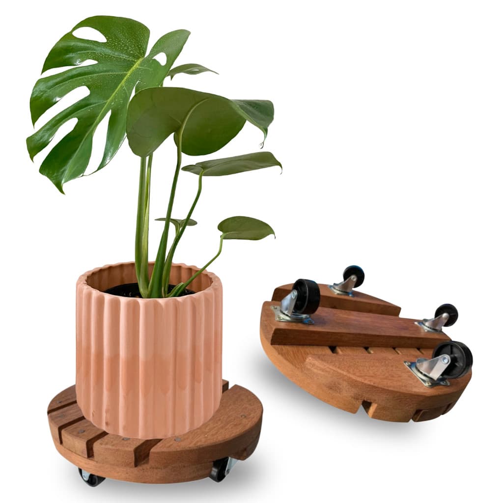 Suporte Botijão De Gás Vaso De Planta Com Rodinha Redondo Até 80kg De Madeira 20cm 25cm 30cm