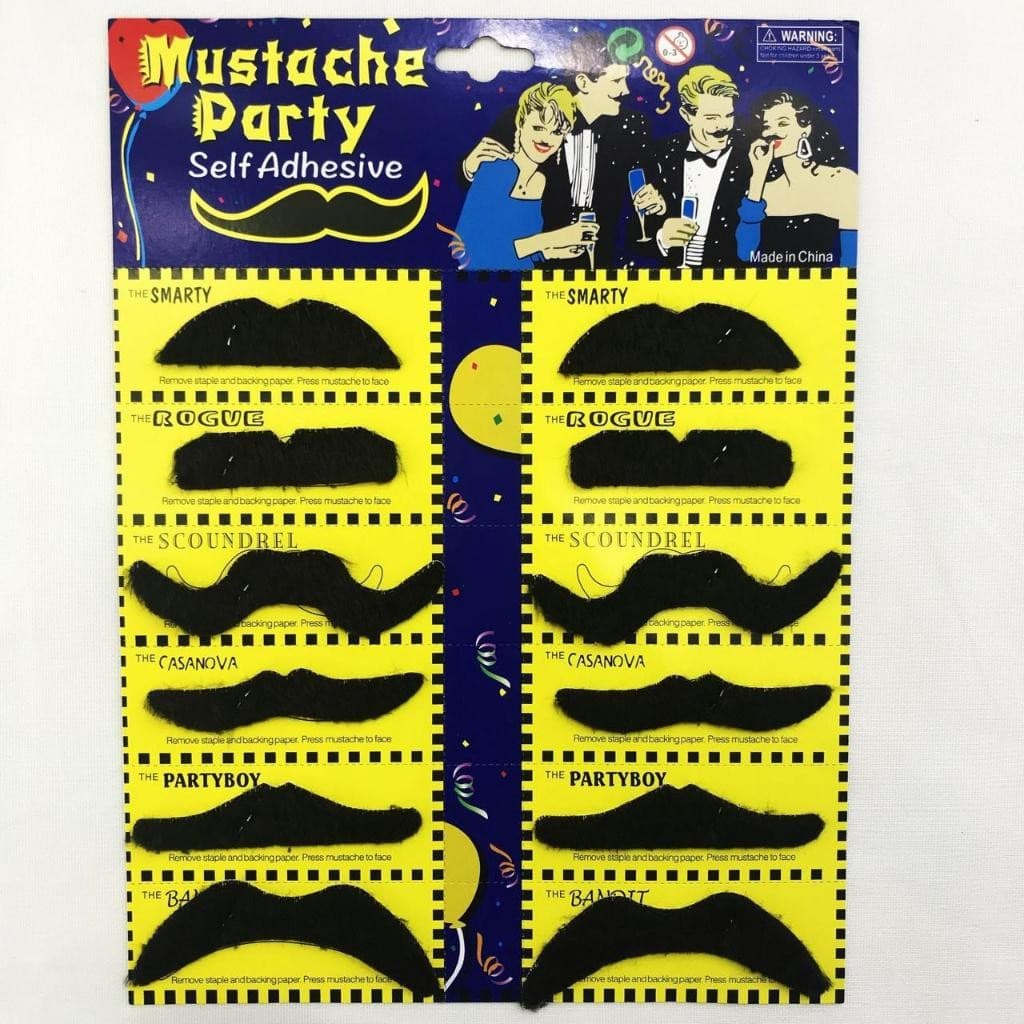Cartela Bigode Falso - Mustache Com 12 Unidades fantasia festa bigode postiço enfeite decoracao