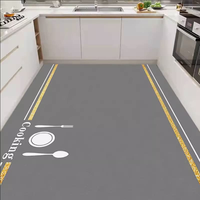 ☑ Tapete de entrada de cozinha, impermeável, resistente a óleo, cobertura completa, almofada de grande área