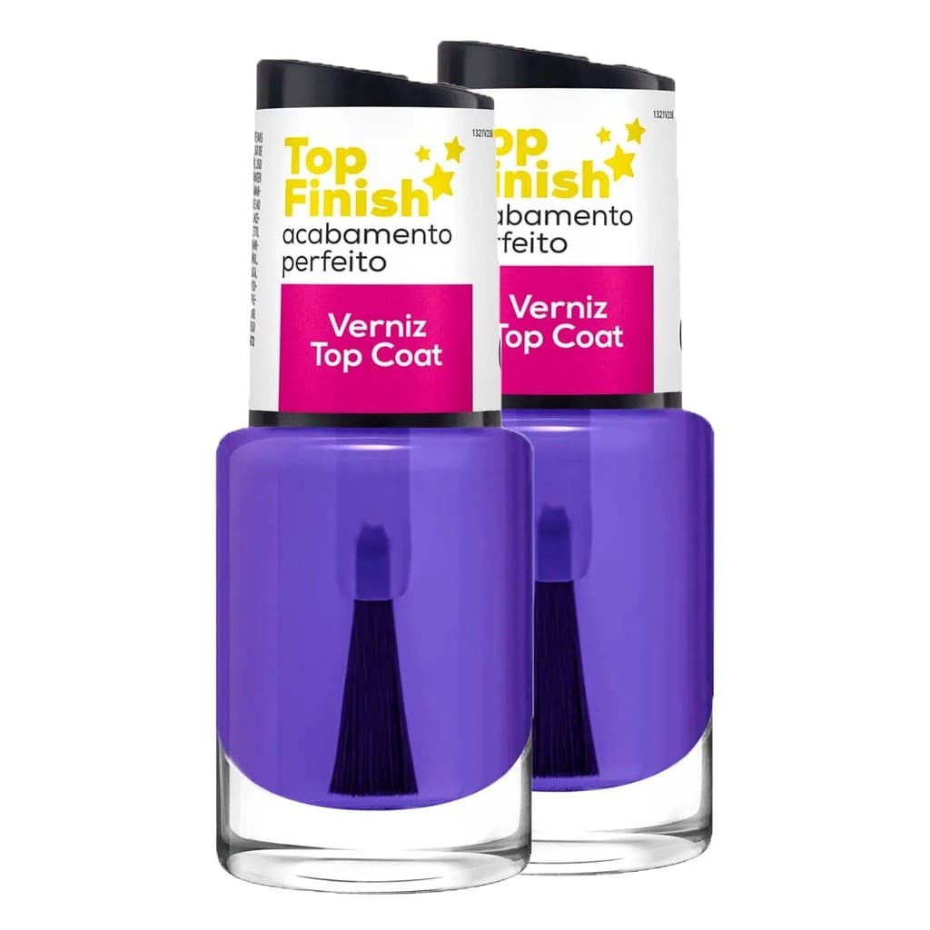 Kit 2 unidades de Top Finish Verniz Top Coat Acabamento Perfeito 10ml - Cora