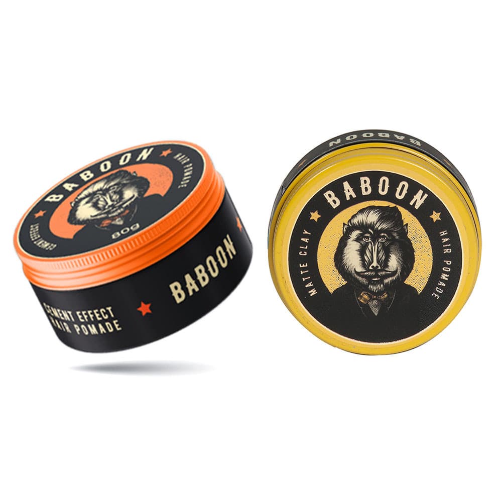 Kit 02 Pomada Modeladora para Cabelos Cement Effect Hair e Matte Clay Hair Pomade Baboon Masculino Fixação 80g