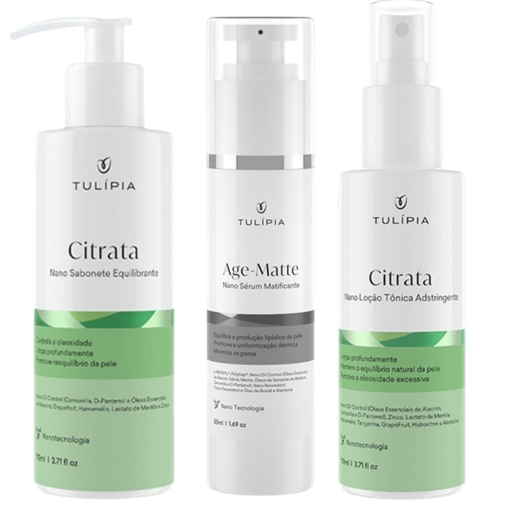 Kit Facial Para Pele Oleosa Mista Anti Acne Espinha Tulipia