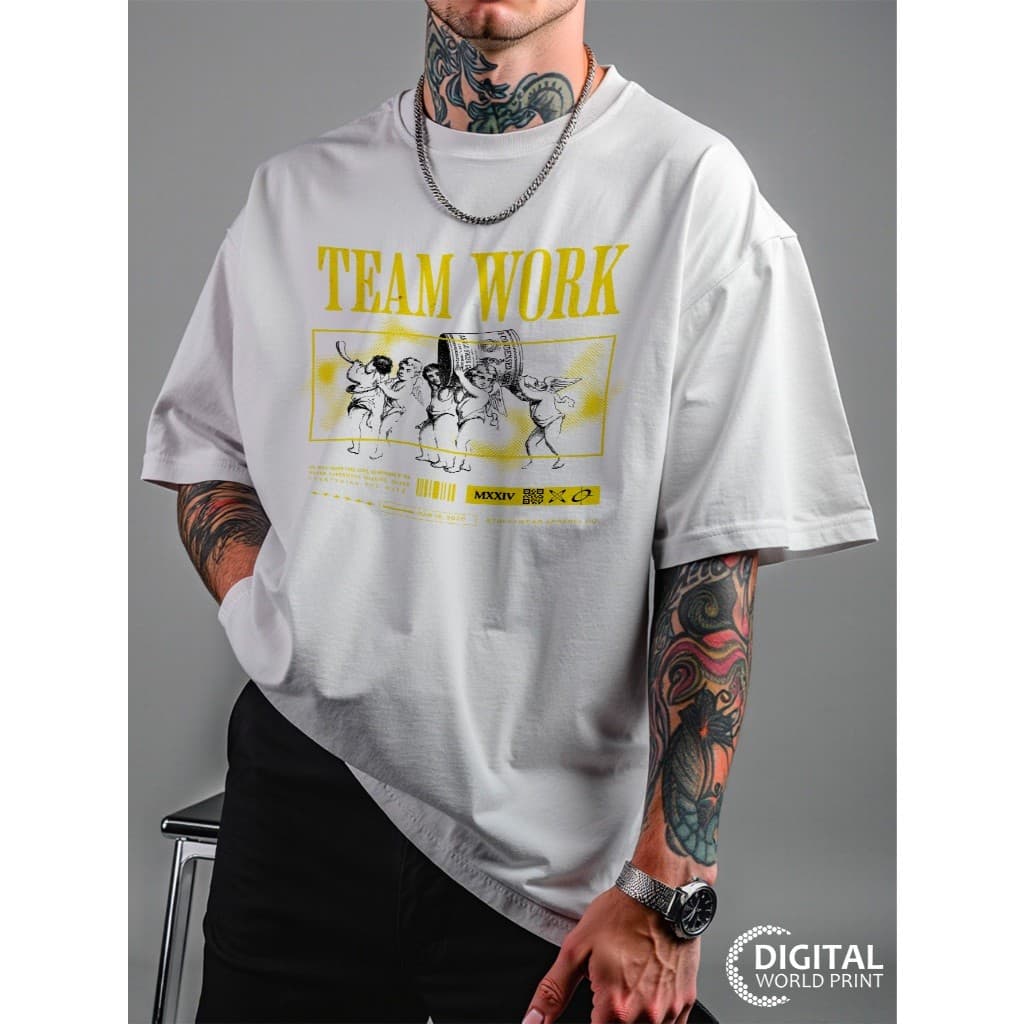 Camiseta Oversized Streetwear Premium Team Work Trabalho em equipe Dtf Ref107