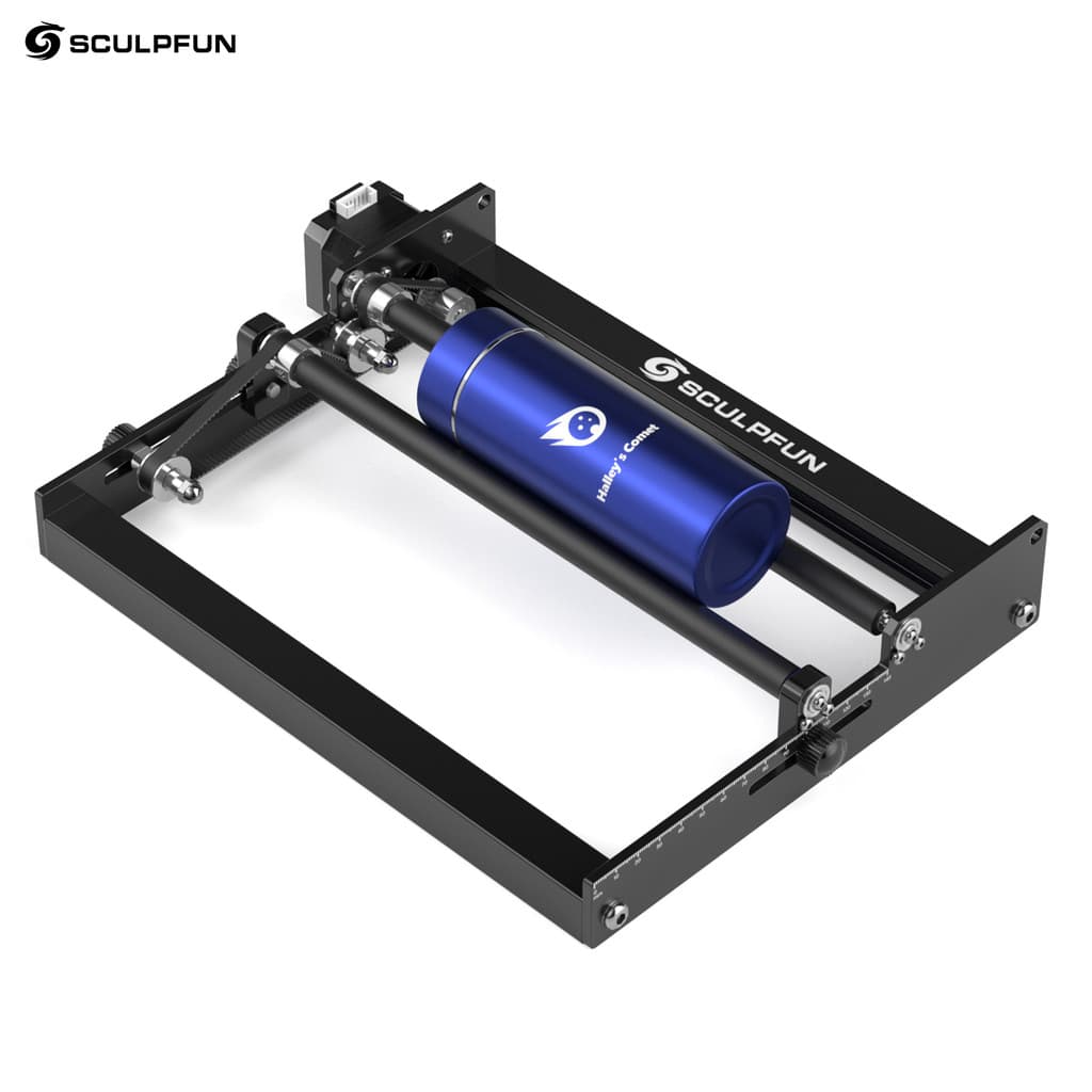 [Promoção] SCULPFUN Laser Rolo Rotativo Gravador A Do Eixo Y 360 ° Rotação Para Diâmetro De Gravação Diferente De 6-150