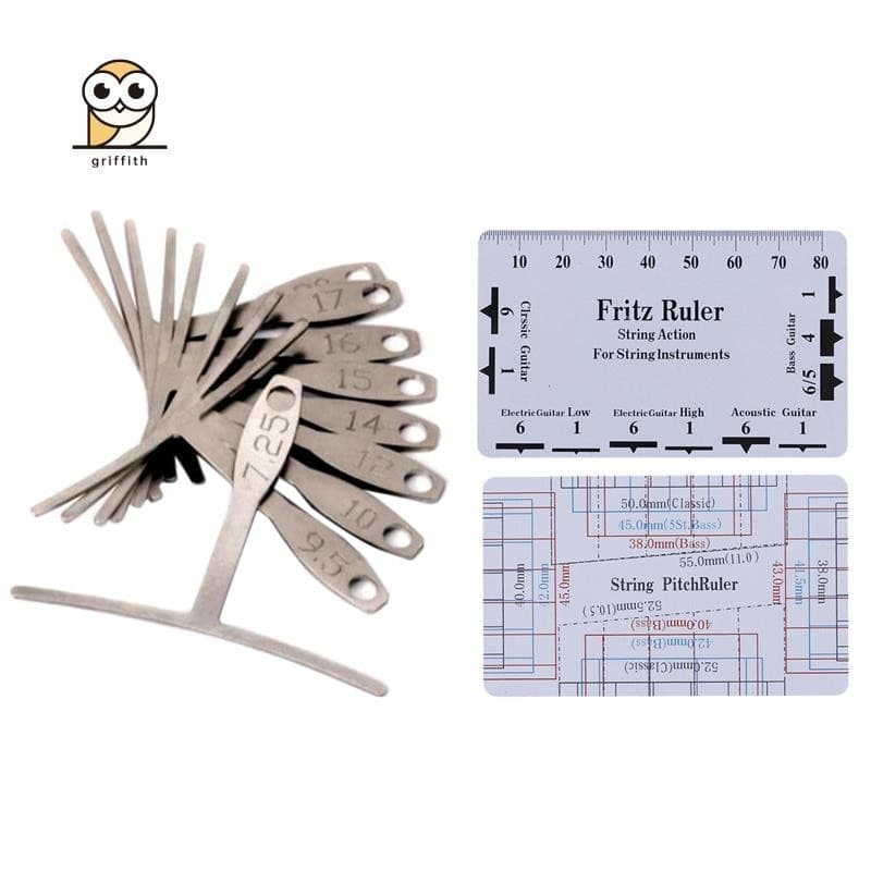 Kit De Ferramentas De Medição Luthier Para Guitarra , Conjunto De Régua De Ação De Corda , Medidor De Raio De 9 Cordas R