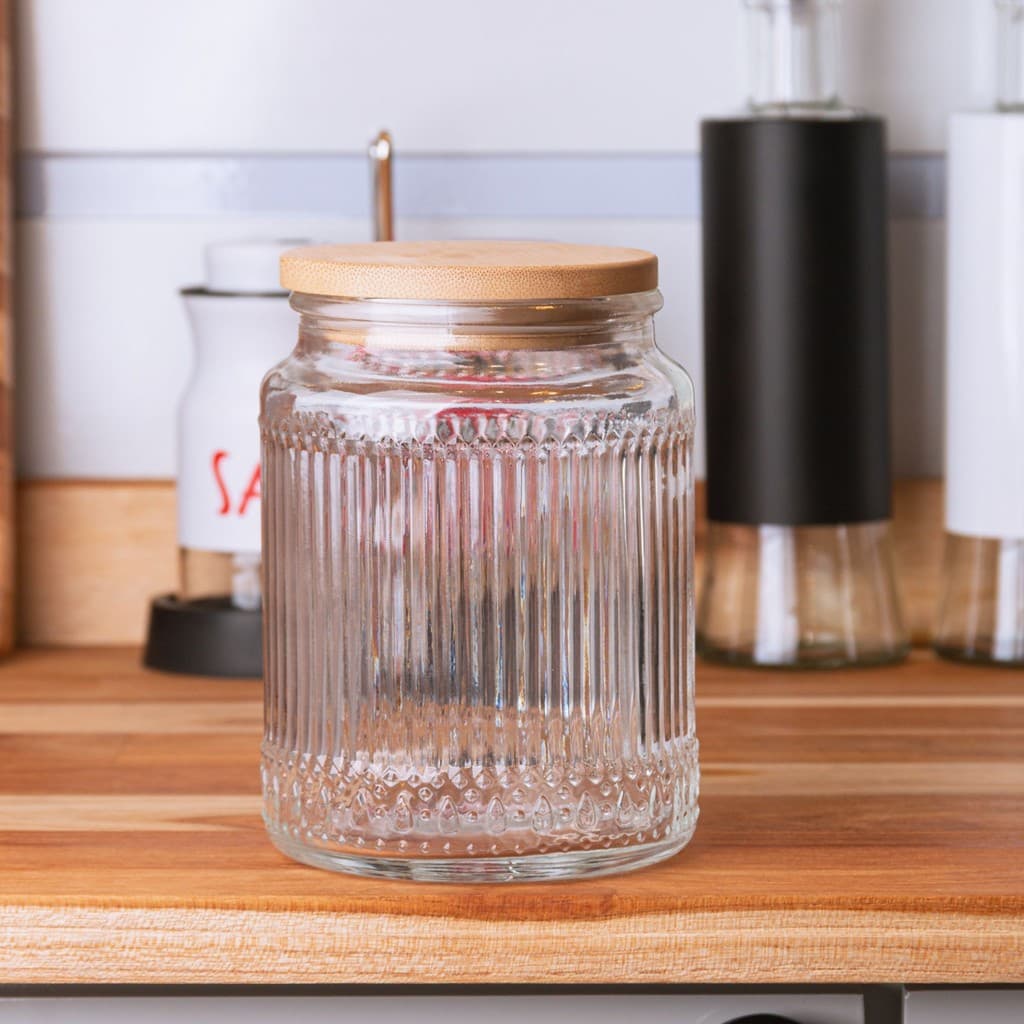 Conjunto 2 potes de vidro com tampa hermética de Bambu 500/750ml Wolff