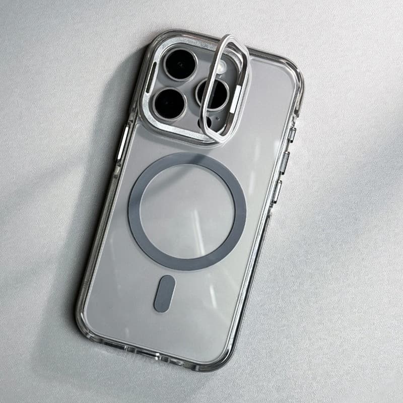 Capa De Telefone Magnética Luxuosa Com Suporte Invisível De Metal N52 Para iPhone 17 12 13 14 15 16 Pro Max Caixa Transp