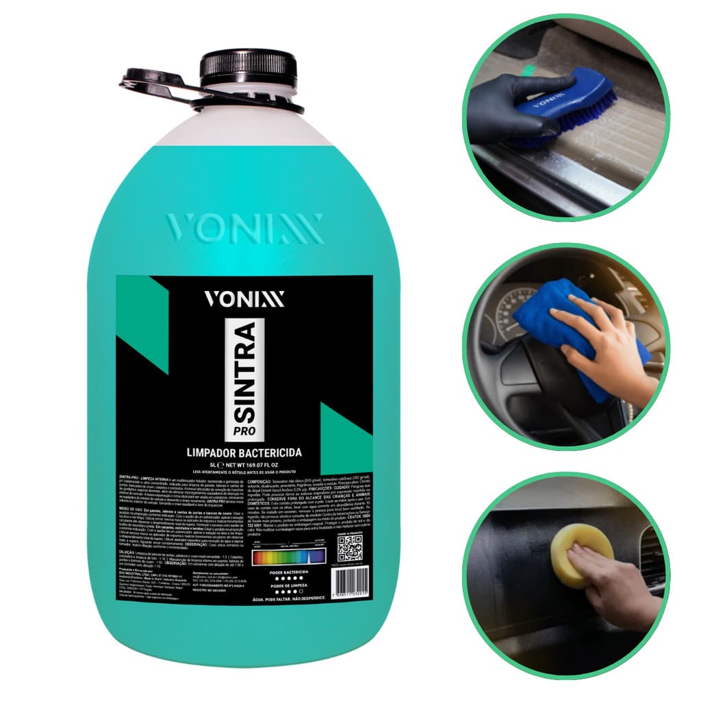 SINTRA PRO VONIXX 5L – MULTILIMPADOR AUTOMOTIVO INTERNO CONCENTRADO BACTERICIDA