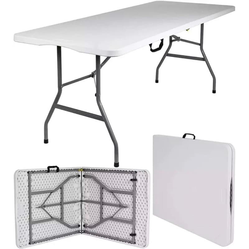 Mesa Dobrável Portátil Branca 1,80m Vira Maleta Com Alça Resistente Oferta