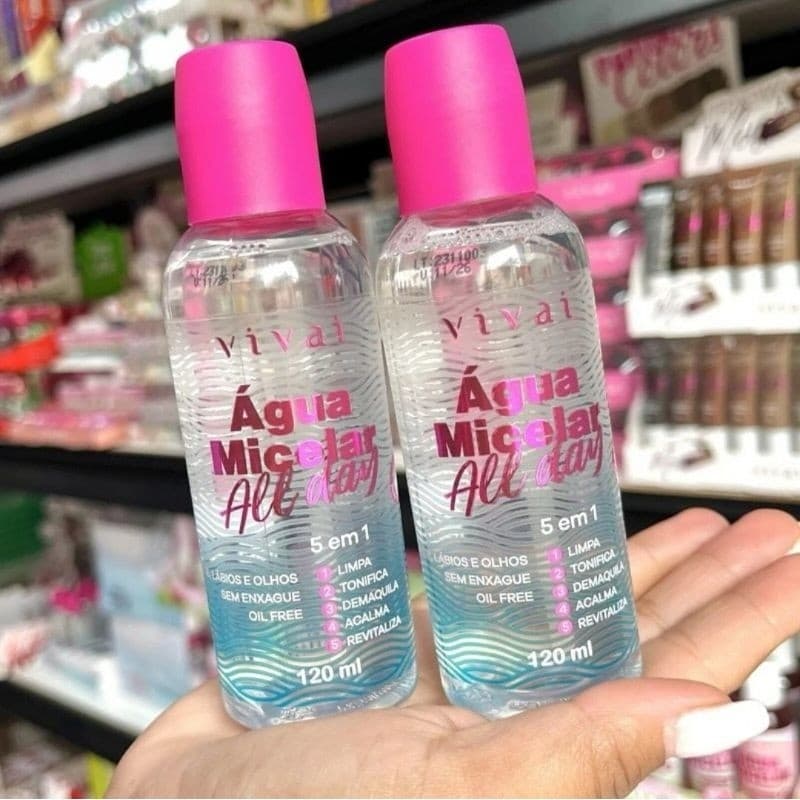 Água Micelar All Day 5 em 1 Limpa, Tonifica, Demaquila, Acalma e revitaliza Oil Free para Skincare VIVAI  *ENVIO RÁPIDO