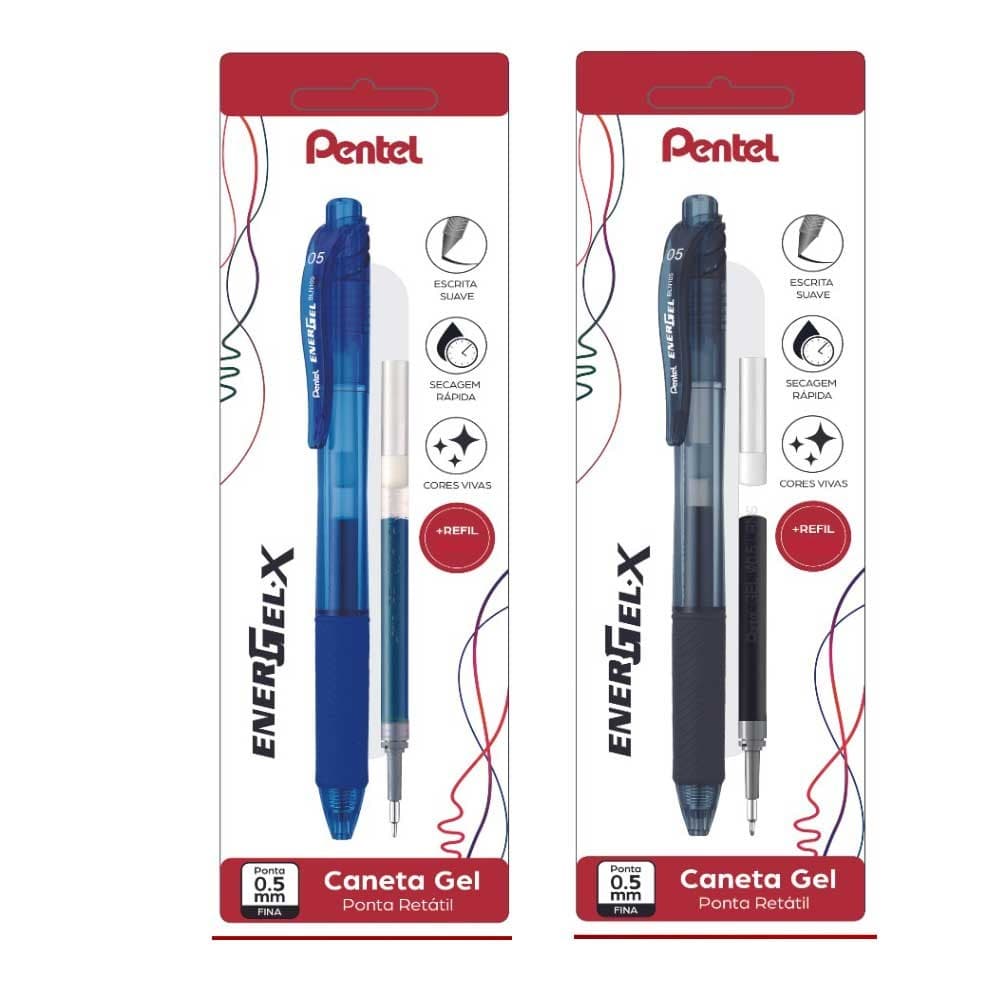 Caneta Gel Energel X Retrátil 0.5mm BLN105 + Refil LRN5 - Pentel