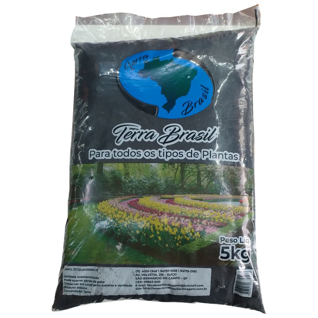 Terra Adubada 5 kg Terra Brasil Hortaliça Vaso e Jardim Flor