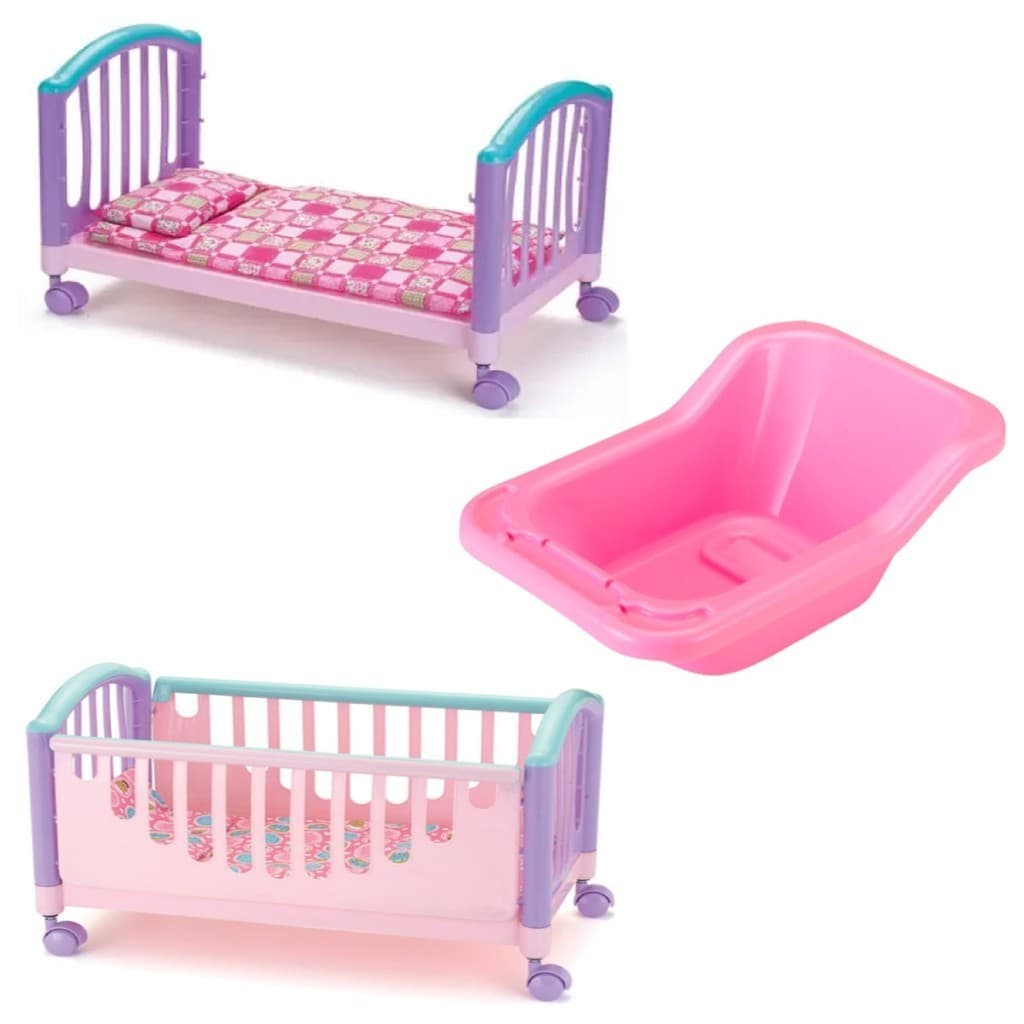 Kit Acessórios de Boneca Bebê Reborn Banheira e Bercinho