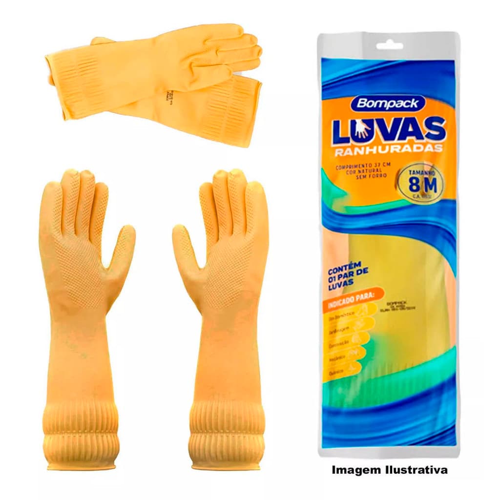 Par de Luvas Ranhurada Antiderrapante Tamanhos P  M e G Utilidades Cozinha Domestico