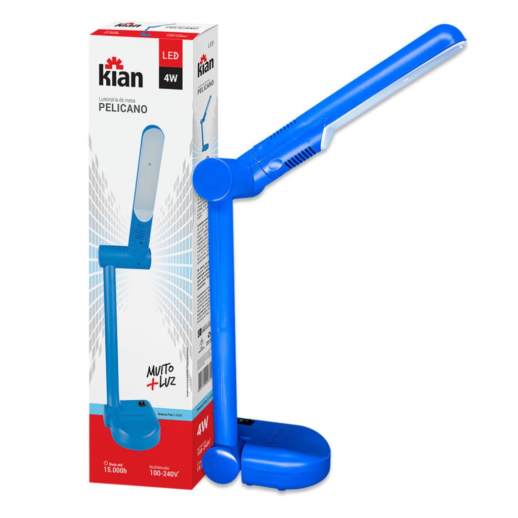 Luminária de Mesa Led Pelicano 4w Azul Branca Fria - Bivolt