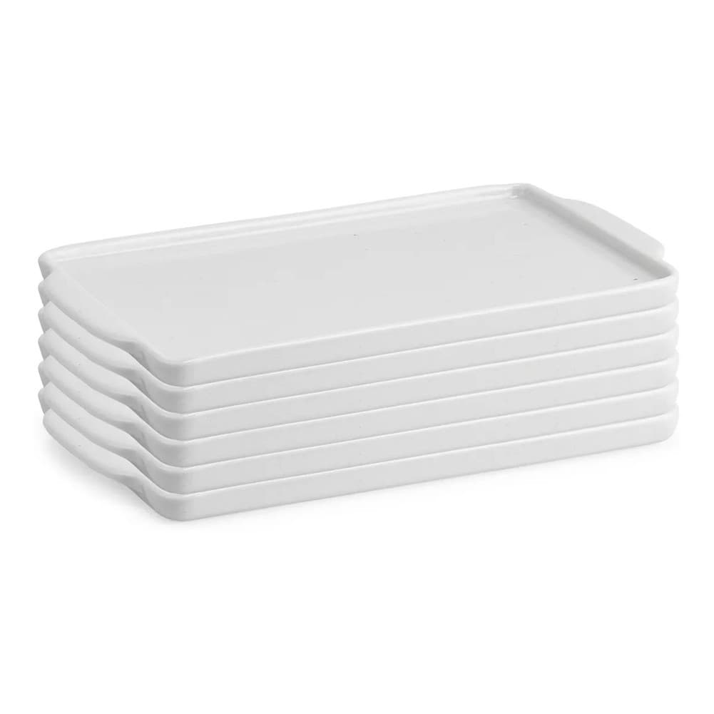 Kit 6 Bandejas Retangular Porcelana Branca 20,5X12 CM
