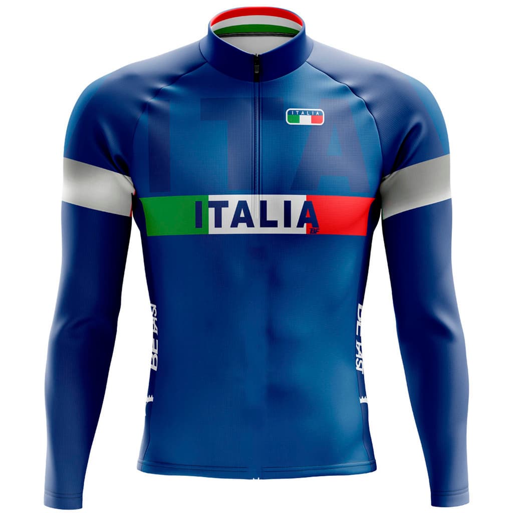CAMISA CICLISMO MASCULINA MOUNTAIN BIKE MANGA LONGA PROTEÇÃO UV RKC SPORTS ITÁLIA BANDEIRA NO PEITO
