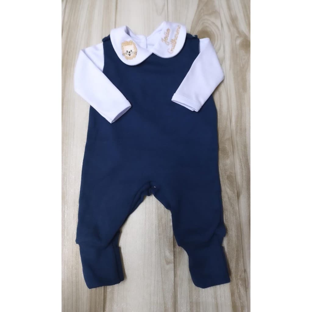 saída maternidade urso  Jardineira salopete + Body bebe menino menina suedine 100% algodão Premium