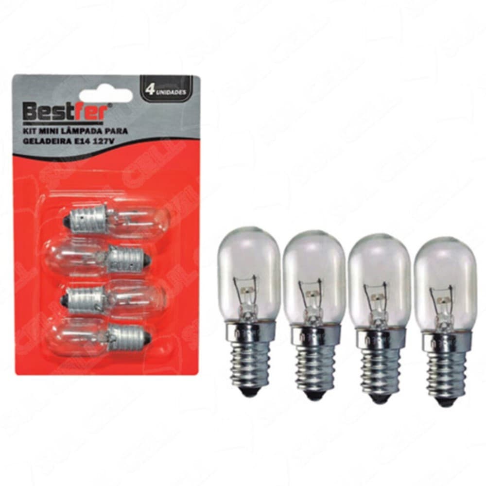 Kit 4 Lâmpada E14 127V p/ Geladeira Microondas Abajur Lustre