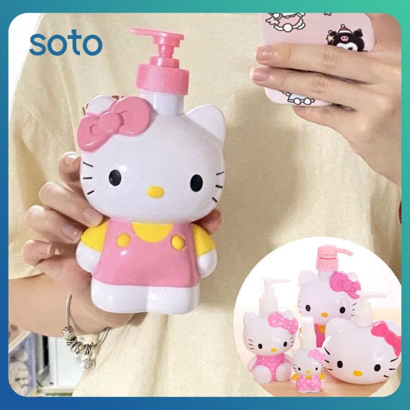 SOTO Sanrio Hello Kitty Sabonete Squeeze Bottle Loção Fofa Shampoo Squeeze Bottles Desenho Animado Anime Alta Capacidade Engarrafado