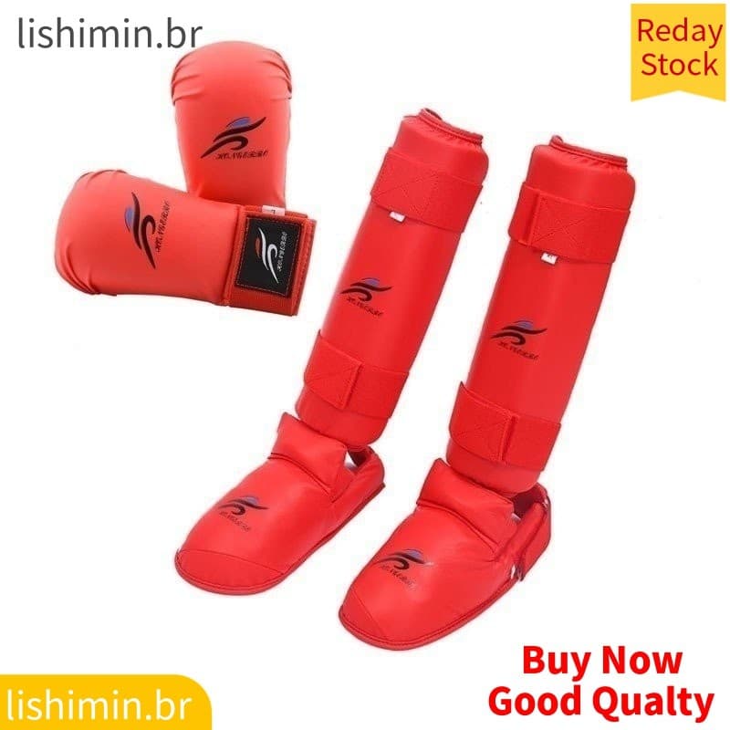 Luvas de Boxe Taekwondo Shinguard Karate Muay Thai Conjunto de Luvas de Boxe para Três Pés Protetores