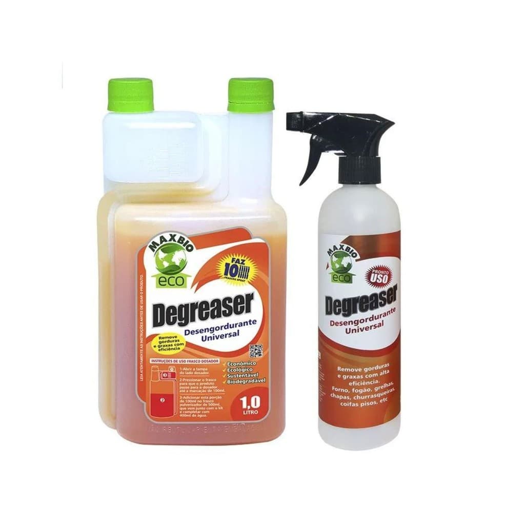 KIT DEGREASER 1L COM REFIL DESENGORDURANTE UNIVERSAL SUPERCONCENTRADO MAXBIO