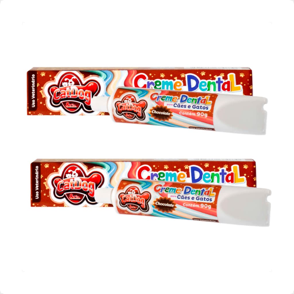 Kit 2 Creme Dental Chocolate CatDog & Cia para Cães e Gatos - 90g