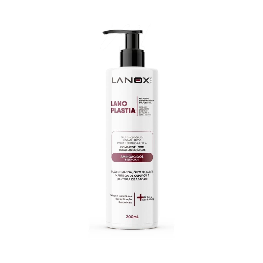 Escova Progressiva Lanoplastia Lanox 300ml – Anti-Frizz e Brilho - Realinhamento Profissional