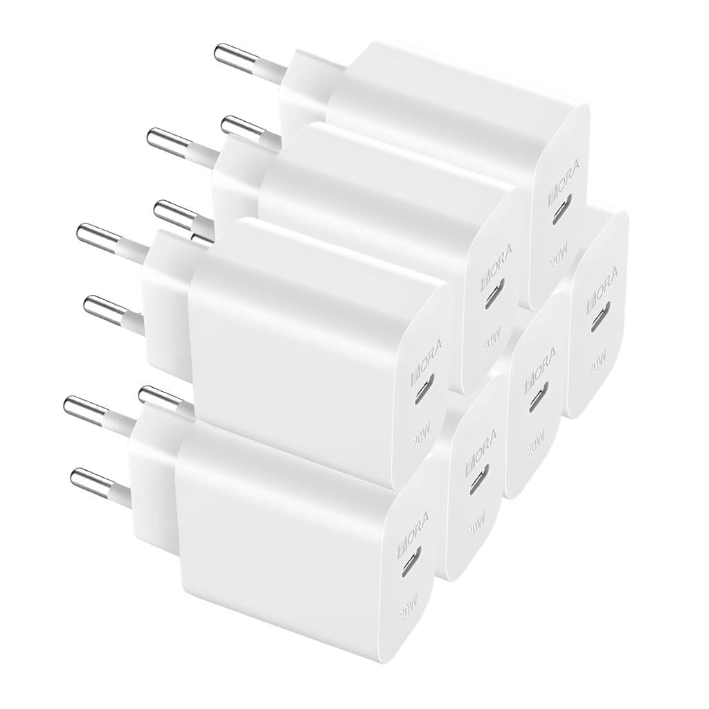 KIT 7x Carregador Usb 1Hora, Porta Usb C Pd20W Branco