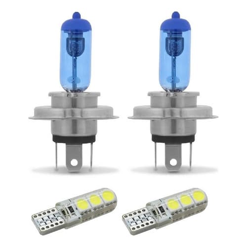 Par Lâmpadas Super Branca H4 8500k + Par Pingo T10 Universal