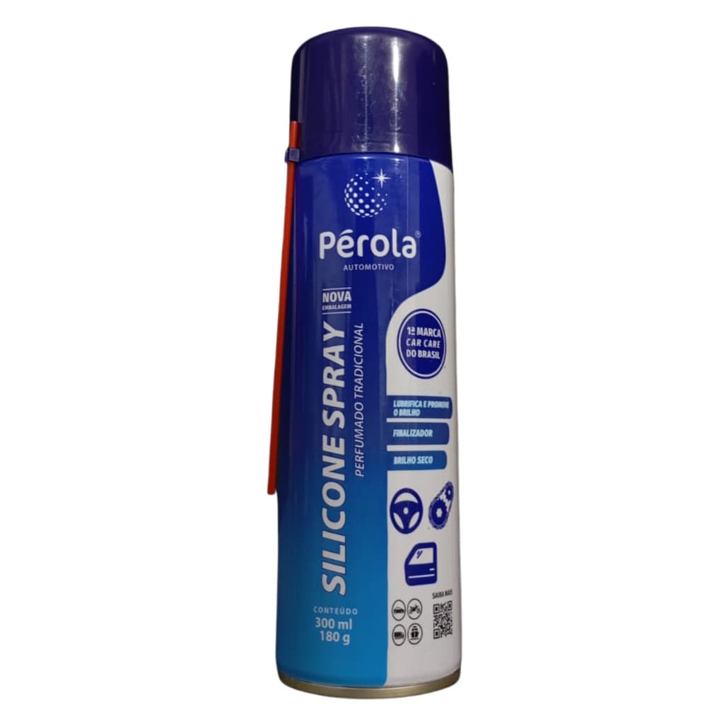 Silicone Spray Pérola 300ml | Brilho Seco, Lubrificação, Proteção e Aroma Tradicional para Veículos e Uso Geral