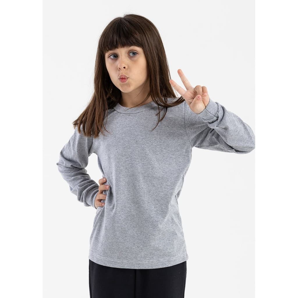 Camiseta Infantil Manga Longa Meia Malha Mescla