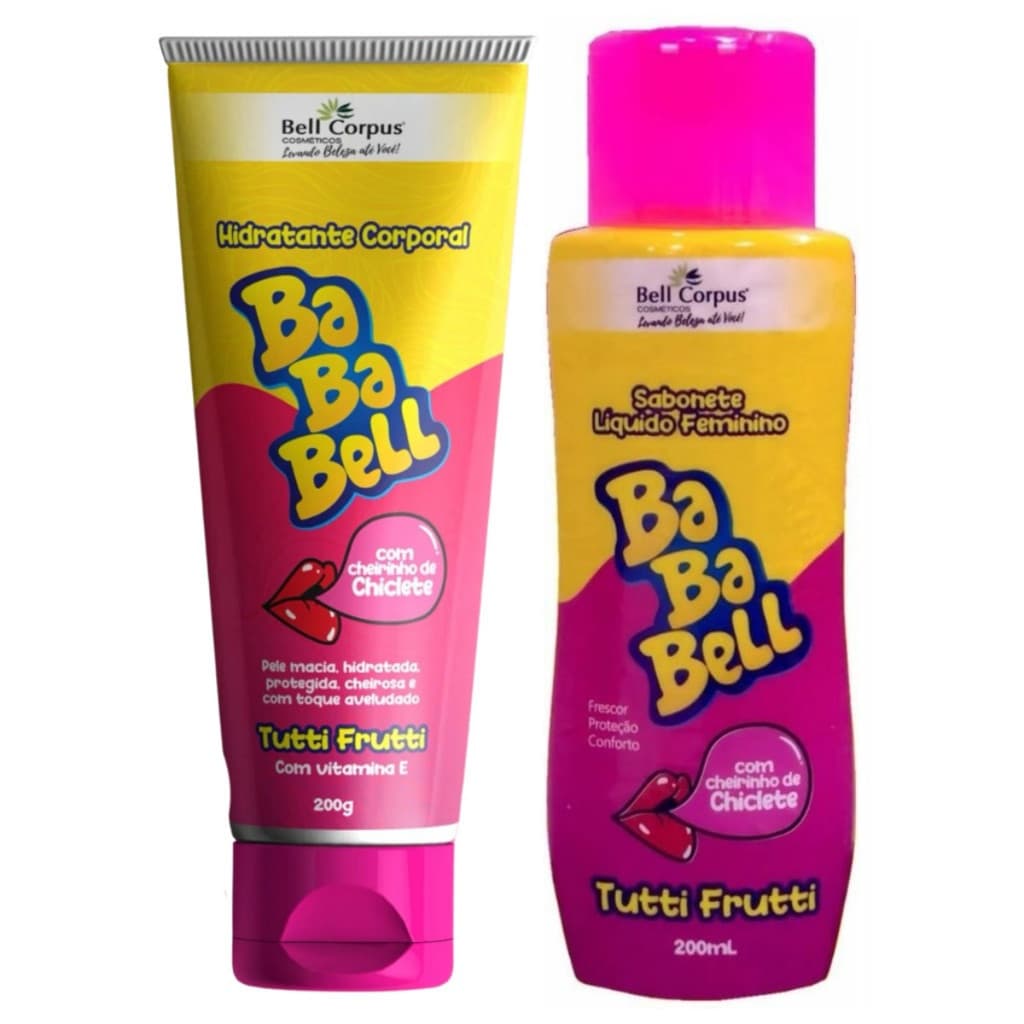 Hidratante Corporal e Sabonete Líquido Bababell Tutti Frutti c/ Cheirinho de Chiclete - BellCorpus
