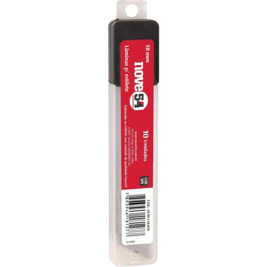 Lâmina para Estilete 18mm Aço Tubo com 10 Unidades Nove54