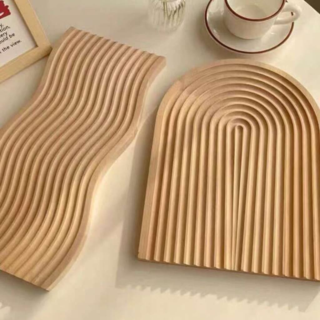 Conjunto 2tabuas Bandejas Bambu Mesa Posta Decor Orgânica