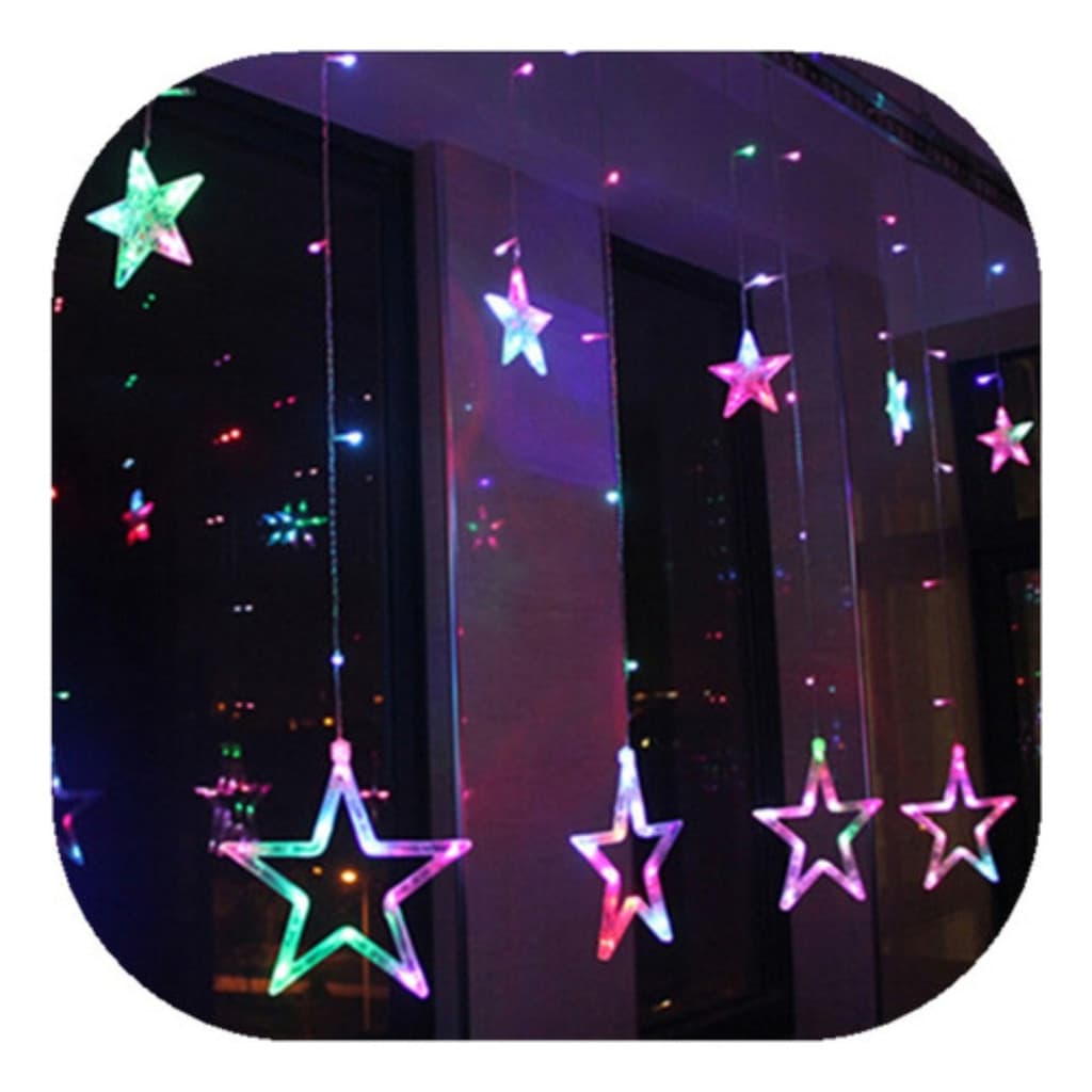 Cascata De Estrela Led 8 Funções Natal  Colorido Uso Interno