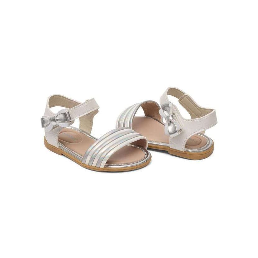 Sandália Infantil Pimpolho Menina Arco Iris Prata e Branco Feminina