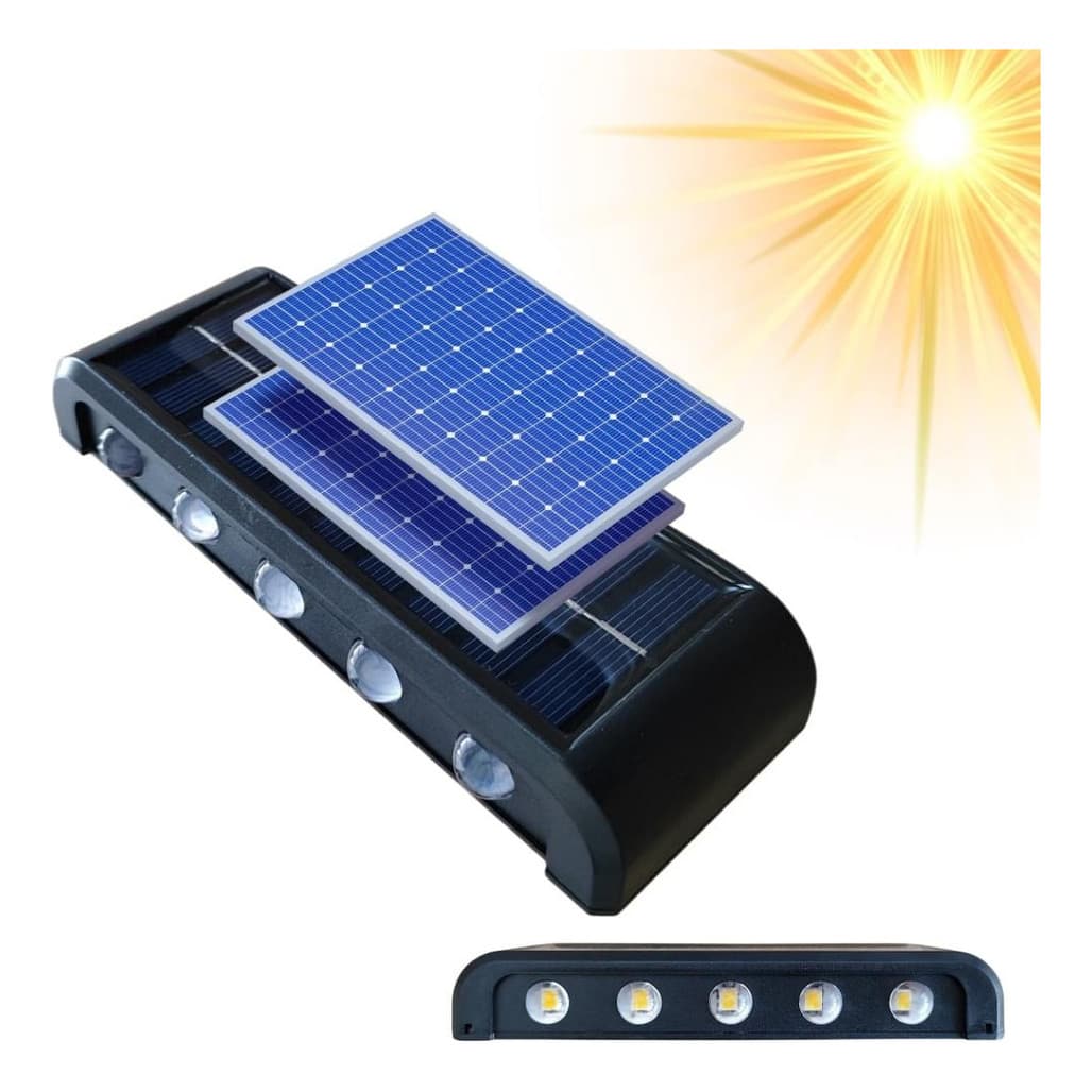 Arandela Solar 2 Focos Parede Slim 10 Fachos Led Externa