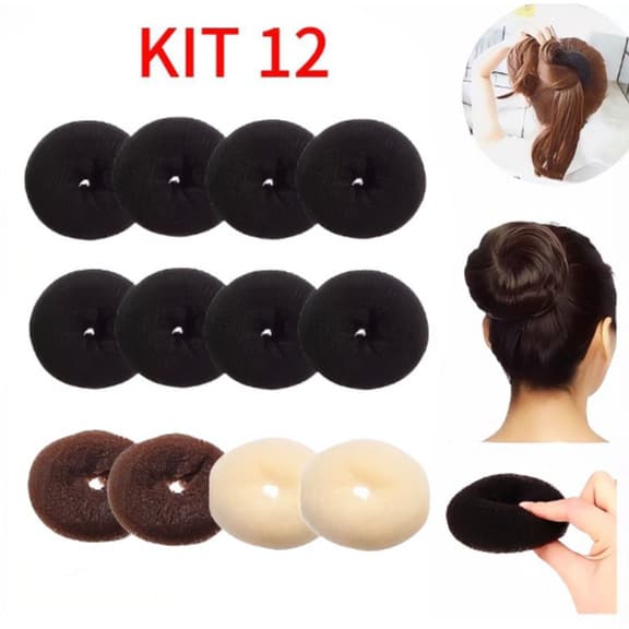 Kit 12 Acessórios Para Cabelo 11cm（GG） Mulheres Rosquinha Mágica Modeladora Para Fazer Coque