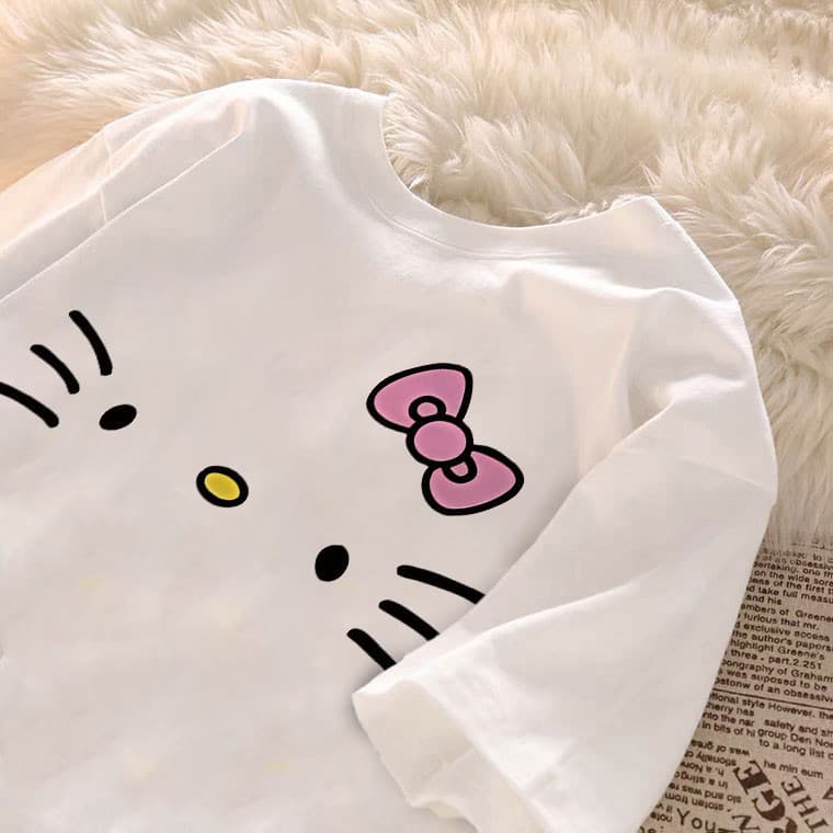 Camiseta Feminina Hello Kitty 100% Algodão Larga Masculina E Feminina(Unissex)100% Algodão Folgada Estampa Hello Kitty