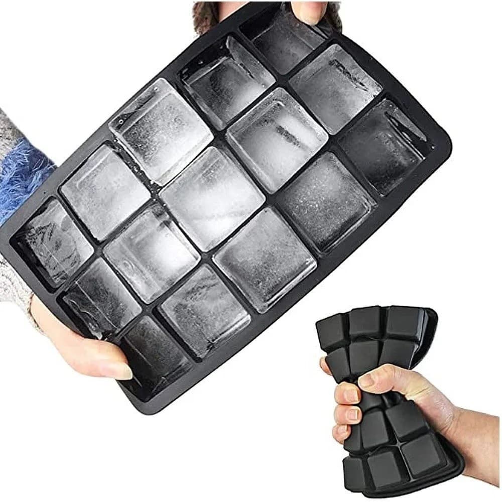 Forma De Gelo Silicone 12X19Cm Com Tampa De Silicone 15 Cavidades Fácil E Prático De Desenformar Multiuso WL-2494