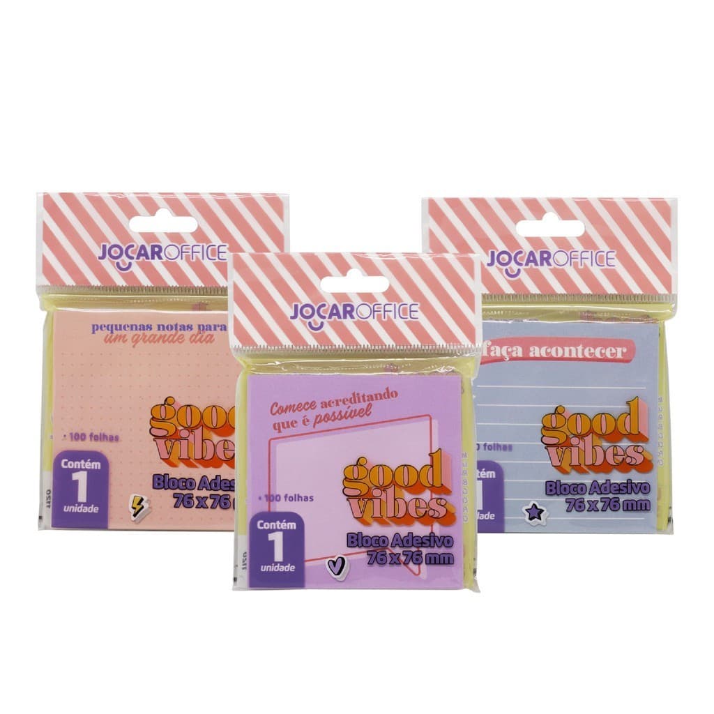Bloco Adesivo Fofo Good Vibes - Jocar Office/ WX Gift