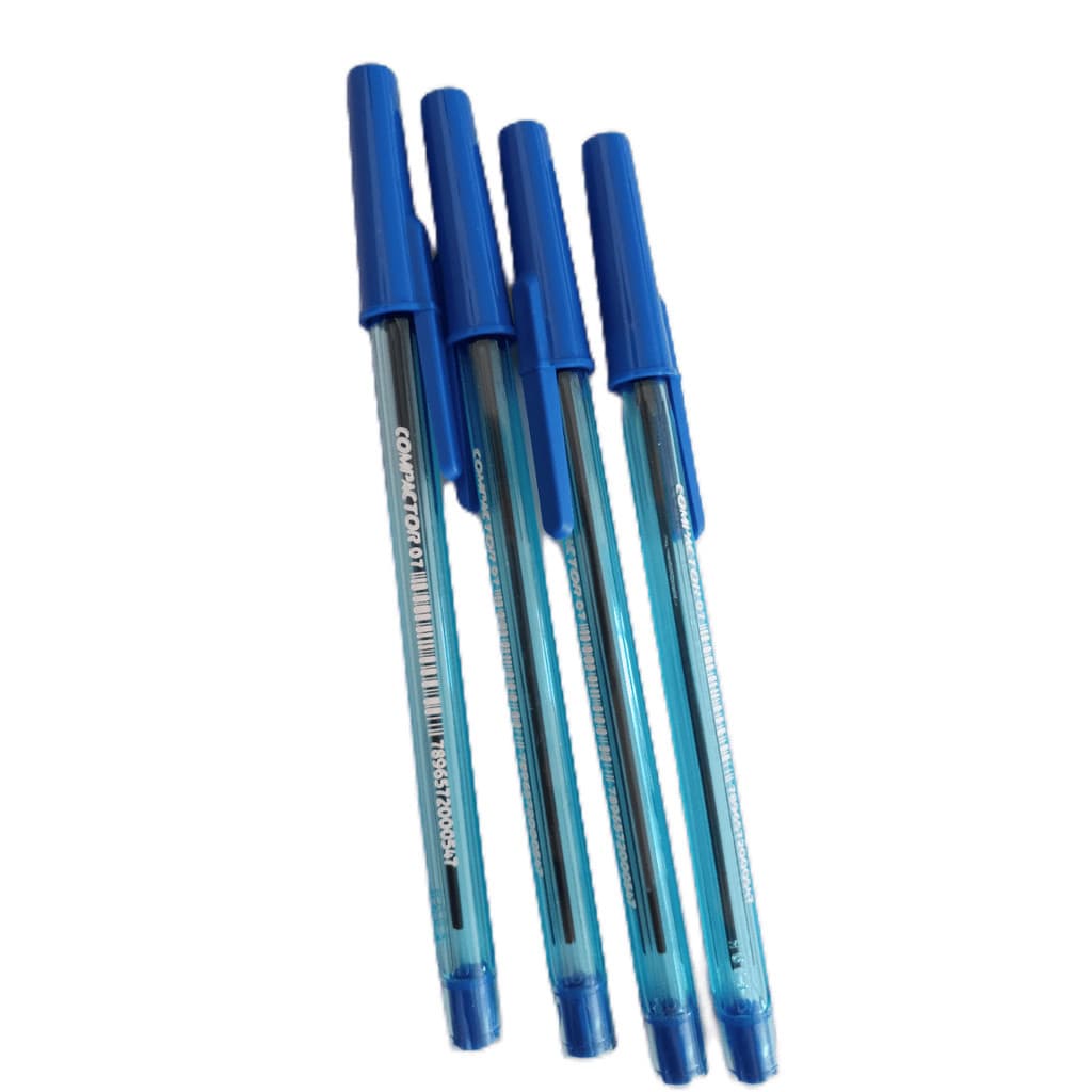 kit com 4 caneta esferográfica azul 0.7mm - Compactor