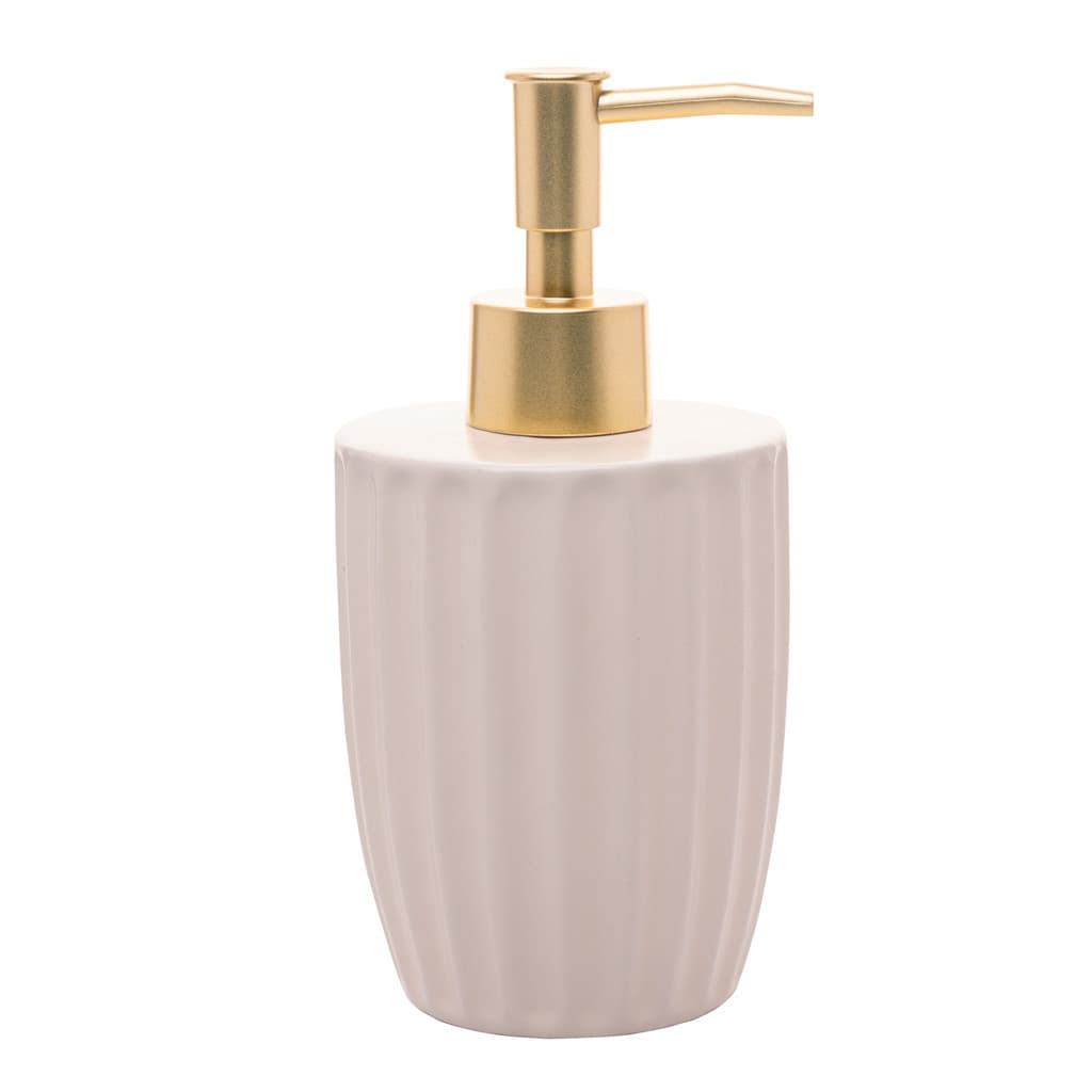 Porta Sabonete Liquido De Ceramica Canelatta Creme 330ml