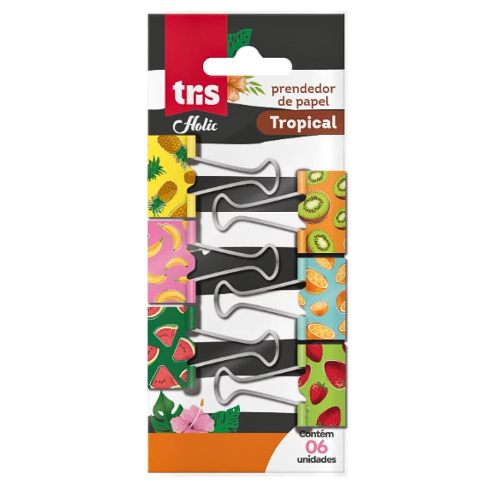 Prendedor de Papel Holic Tropical com 6 Unidades TRIS