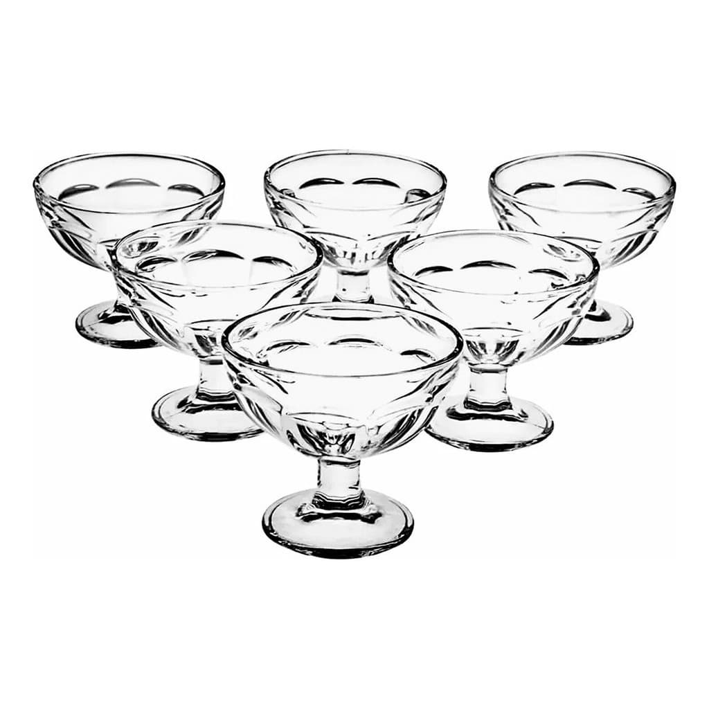Jogo 6 taças p/ sobremesa sorvete pudim 210ML vidro transp.