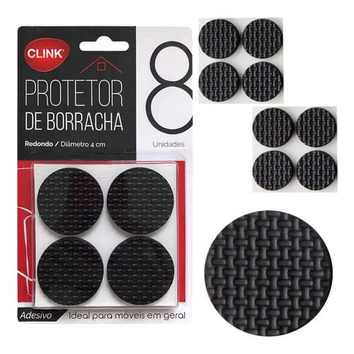 Protetor Autoadesivo Moveis Eva Redondo Preto 8 Peças 4cm